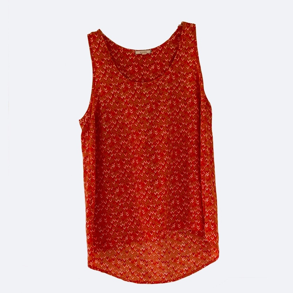 Pleione for Anthropologie Chevron Patterned Tank with Hi-Lo Hemline, Size M